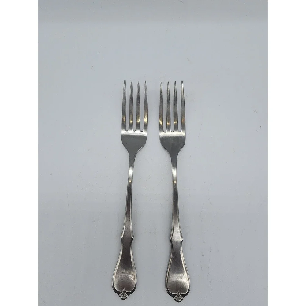 Wm A Rogers Oneida Ariel Stainless Dinner Forks Set of 2 Vintage USA Flatware